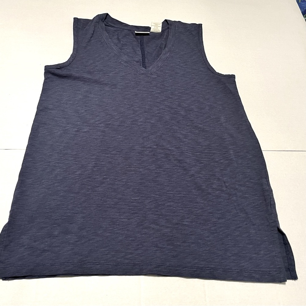 St. Tropez West Womens Size Small Blue Sleeveless Top Shirt Modal Blend Coastal